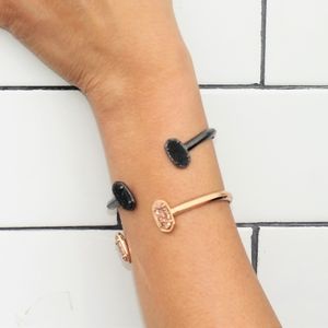 Kendra Elton Rose Gold + Black cuff bracelets